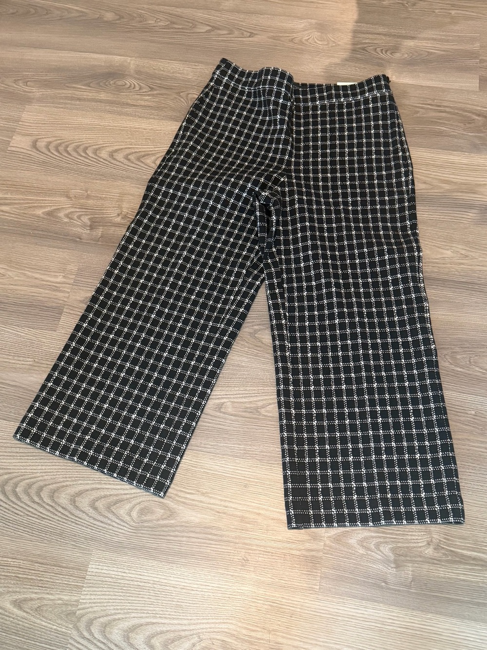 Ann Taylor Checkered High Waist Wide Leg Cropped Pant Women’s sz 12 NWT Side Zip